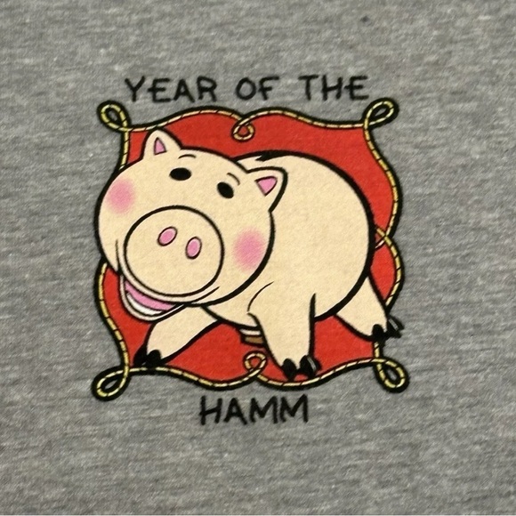 Toy Story Chinese New Year Of The Hamm Piggy Gray Disney RARE Mens Shirt Pixar M - Picture 2 of 5